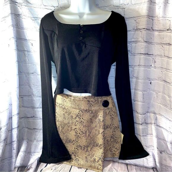 NEW! ZARA Basic Python Print Faux Suede Wrap Skort-Size XS - Picture 8 of 8
